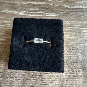 sterling silver ring featuring baguette-cut white lab-created sapphire size 9.5